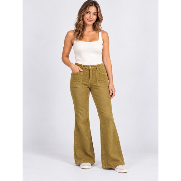 Pilcro and the Letterpress Pants - Anthropologie Pilcro & The Letterpress Corduroy Wide Leg Pants Women's 31 Petite